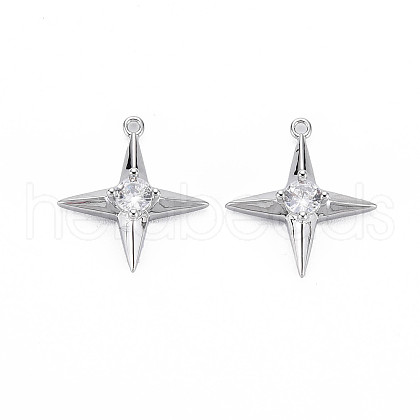 Brass Clear Cubic Zirconia Pendants X-KK-S364-002-1