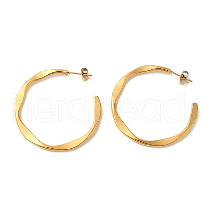 Ion Plating(IP) 304 Stainless Steel C-Shaped Stud Earrings for Women EJEW-Z066-07G-1