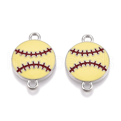 Rack Plating Alloy Enamel Sport Ball Connector Charms ENAM-N056-345P-1