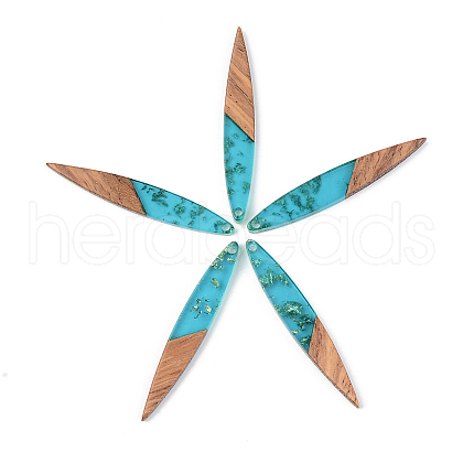 Transparent Resin & Walnut Wood Pendants X-RESI-S389-015A-B03-1