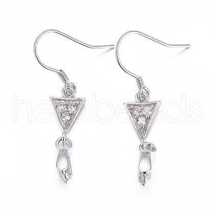 Anti-Tarnish Rhodium Plated 925 Sterling Silver Earring Findings STER-F048-42P-1