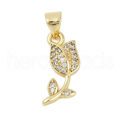Rack Plating Brass Micro Pave Cubic Zirconia Pendants KK-H509-26G-1