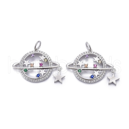 Brass Micro Pave Colorful Cubic Zirconia Pendants ZIRC-Z011-04P-1