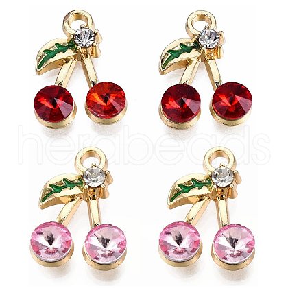 100Pcs 2 Colors Alloy Rhinestone Pendants ENAM-CC0001-04-1