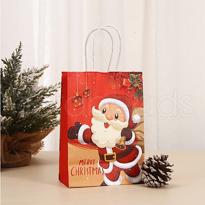 Christmas Paper Santa Claus Printed Tote Bags ABAG-P015-04B-1