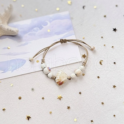 Shell Shape Ceramic Beads Braided Bead Bracelets FS-WG4C919-08-1