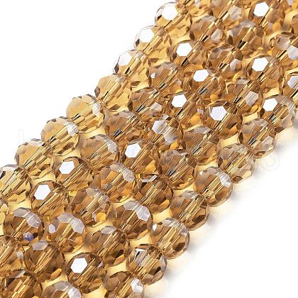 Electroplate Transparent Glass Beads Strands EGLA-A035-T8mm-A17-1