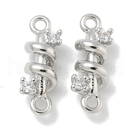 Rack Plating Brass Clear Cubic Zirconia Vortex Connector Charms KK-L224-069P-1