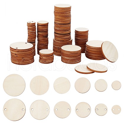  120Pcs 12 Styles Unfinished Wood Round Pieces WOOD-NB0001-89-1