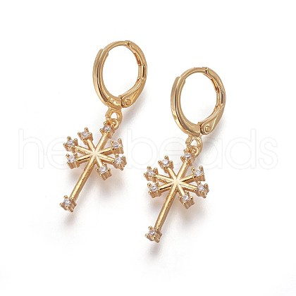 Brass Dangle Hoop Earrings EJEW-F199-09G-1