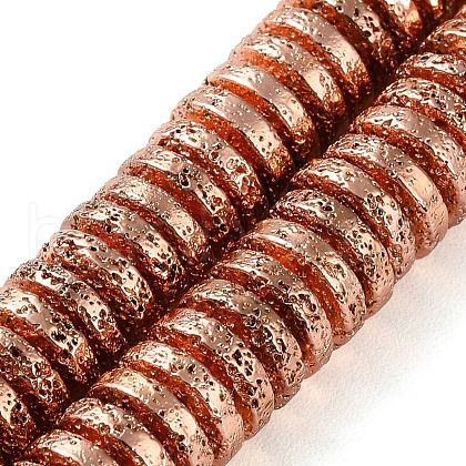 Electroplated Natural Lava Rock Beads Strands G-I360-A05-03-1
