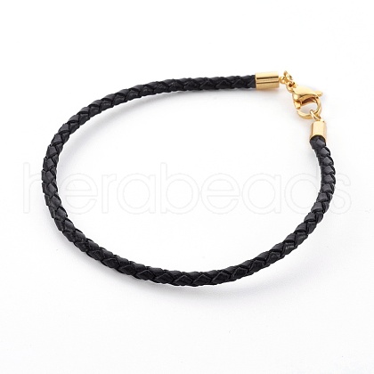 Braided Leather Cord Bracelet Making MAK-L018-04G-1