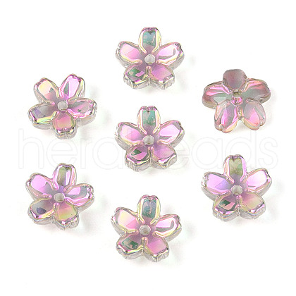 Transparent Electroplate Glass Bead Caps EGLA-N015-01D-1
