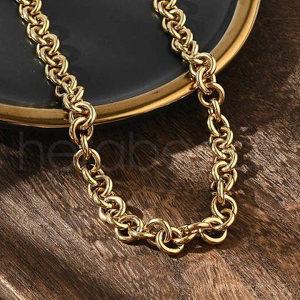 Ion Plating(IP) 304 Stainless Steel Rolo Chains Necklaces NJEW-F297-02G-1