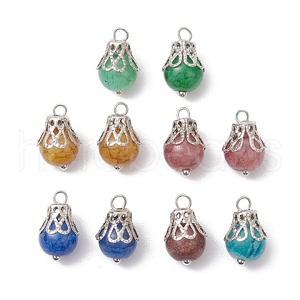 10Pcs Glass Pendants PALLOY-JF03217-1