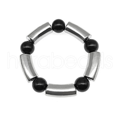 Stainless Steel & Resin Bead Stretch Bracelets for Women Men UF8116-1-1