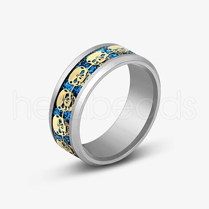 Stainless Steel Skull Finger Rings SKUL-PW0002-025B-03GP-1