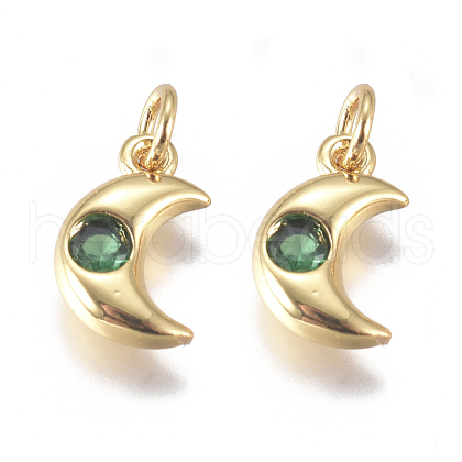 Brass Micro Pave Cubic Zirconia Charms ZIRC-G168-56G-01-1