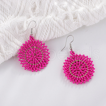 Glass Seed Braided Dangle Earrings for Women FIND-PW0024-16E-1