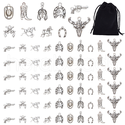   80Pcs 10 Style Tibetan Style Alloy Pendants TIBEP-PH0001-28-1