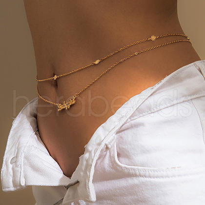 Iron & Alloy Double Layer Word Link Chain Waist Body Chains WGB69D0-02-1