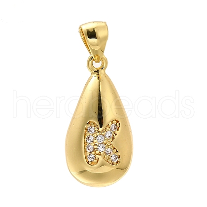 Rack Plating Brass Micro Pave Cubic Zirconia Pendants KK-L226-102G-K-1
