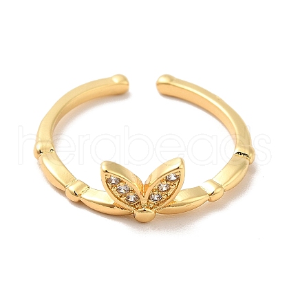 Clear Cubic Zirconia Bowknot Open Cuff Ring KK-H434-18G-1