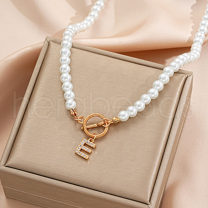 Alloy Crystal Rhinestone Letter Pendant Necklaces FS-WG0709C-04-1
