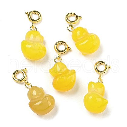 Duck Rack Plating Heated Natural Yelloy Agate Pendant Decorations KK-NH0006-01G-1