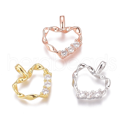 Brass Micro Pave Clear Cubic Zirconia Charms ZIRC-O035-28-1