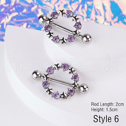 316L Surgical Stainless Steel Pave Lilac Cubic Zirconia Nipple Stirrup FS-WGDE58A-06-1