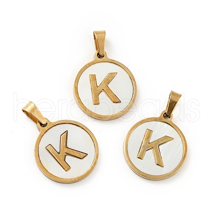 PVD Vacuum Plating 304 Stainless Steel with White Shell Pendants STAS-G268-01K-G-1