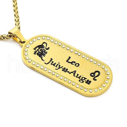 Constellation 304 Stainless Steel Micro Pave Clear Cubic Zirconia Wheat Chain Pendant Necklaces for Women Men NJEW-U007-01B-1