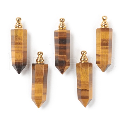 Faceted Natural Tiger Eye Pointed Pendants G-H252-F04-1