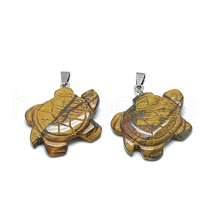 Natural Tiger Eye Pendants G-T091-01-1