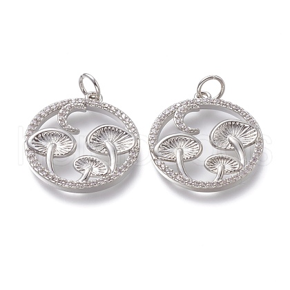 Autumn Theme Brass Micro Pave Clear Cubic Zirconia Pendants ZIRC-H104-01-P-1