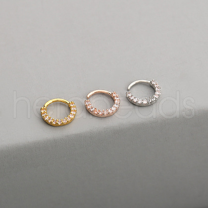 316L Surgical Stainless Steel Micro Pave Clear Cubic Zirconia Cartilage Earrings WG933E5-10-1
