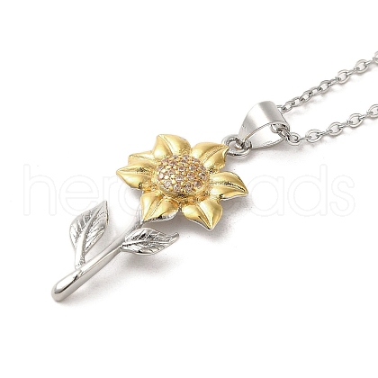 Brass Micro Pave Cubic Zirconia Pendant Necklaces for Women NJEW-A018-02-1