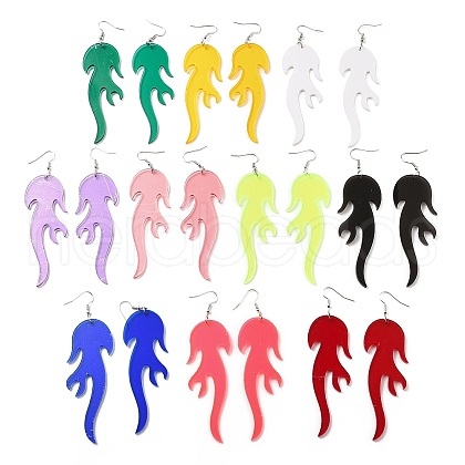 FIBLOOM 10 Pairs 10 Colors Acrylic Dangle Earring EJEW-FI0002-33-1