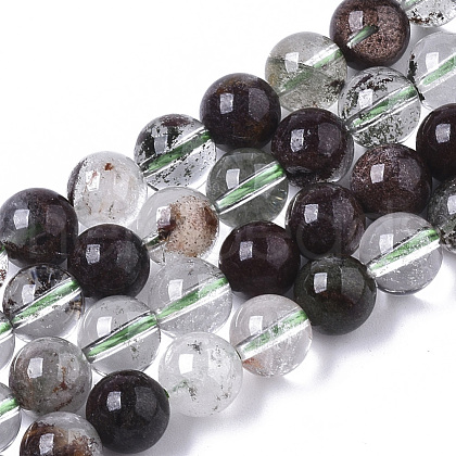 Natural Green Lodolite Quartz/Garden Quartz Beads Strands G-R460-002-1