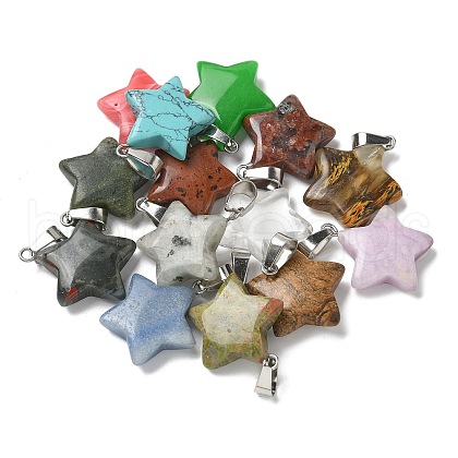 Natural & Synthetic Mixed Gemstone Pendants G-B127-12P-1
