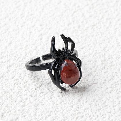 Natural Red Jasper Spider Open Cuff Rings PW-WGC70E9-14-1