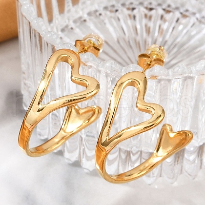 304 Stainless Steel Stud Earrings For Women EJEW-B114-04G-1