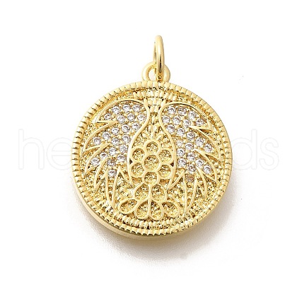 Brass Micro Pave Clear Cubic Zirconia Pendants KK-L225-041G-1