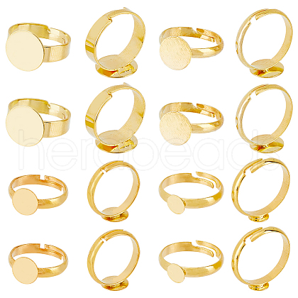 HOBBIESAY 80Pcs 4 Style Brass Pad Ring Base Findings FIND-HY0001-08G-1