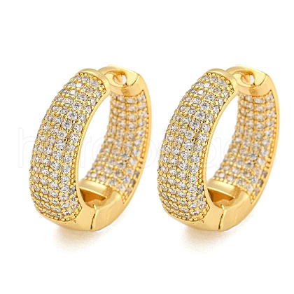 Rack Plating Round Ring Brass Micro Pave Clear Cubic Zirconia Hoop Earrings KK-F876-32G-1