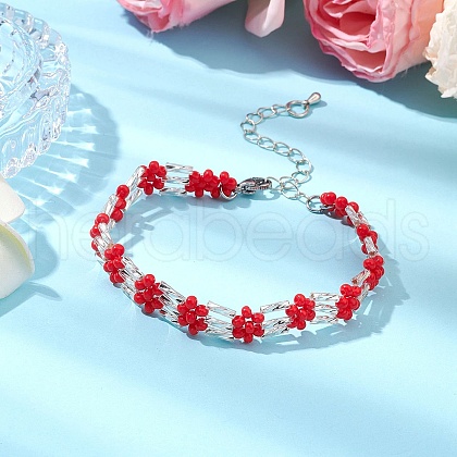 Glass Seed Beaded Bracelets for Women BJEW-MZ00144-02-1