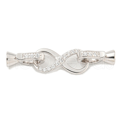 925 Sterling Silver Micro Pave Clear Cubic Zirconia Fold Over Clasps STER-U001-23P-1
