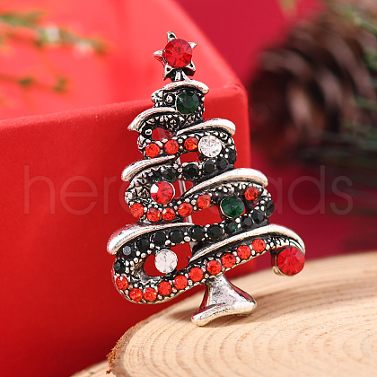 Christmas Theme Zinc Alloy Rhinestone Brooches for Backpack Clothes LK8386-16-1