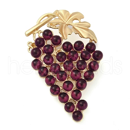 Grape Zinc Alloy Rhinestone  Brooches for Backpack Clothes JEWB-R068-05B-G-1